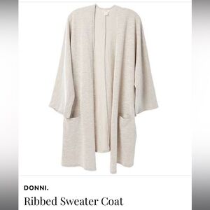 DONNI Ribbed Sweater Coat One Size Fits All Plus Size in Sandwash
